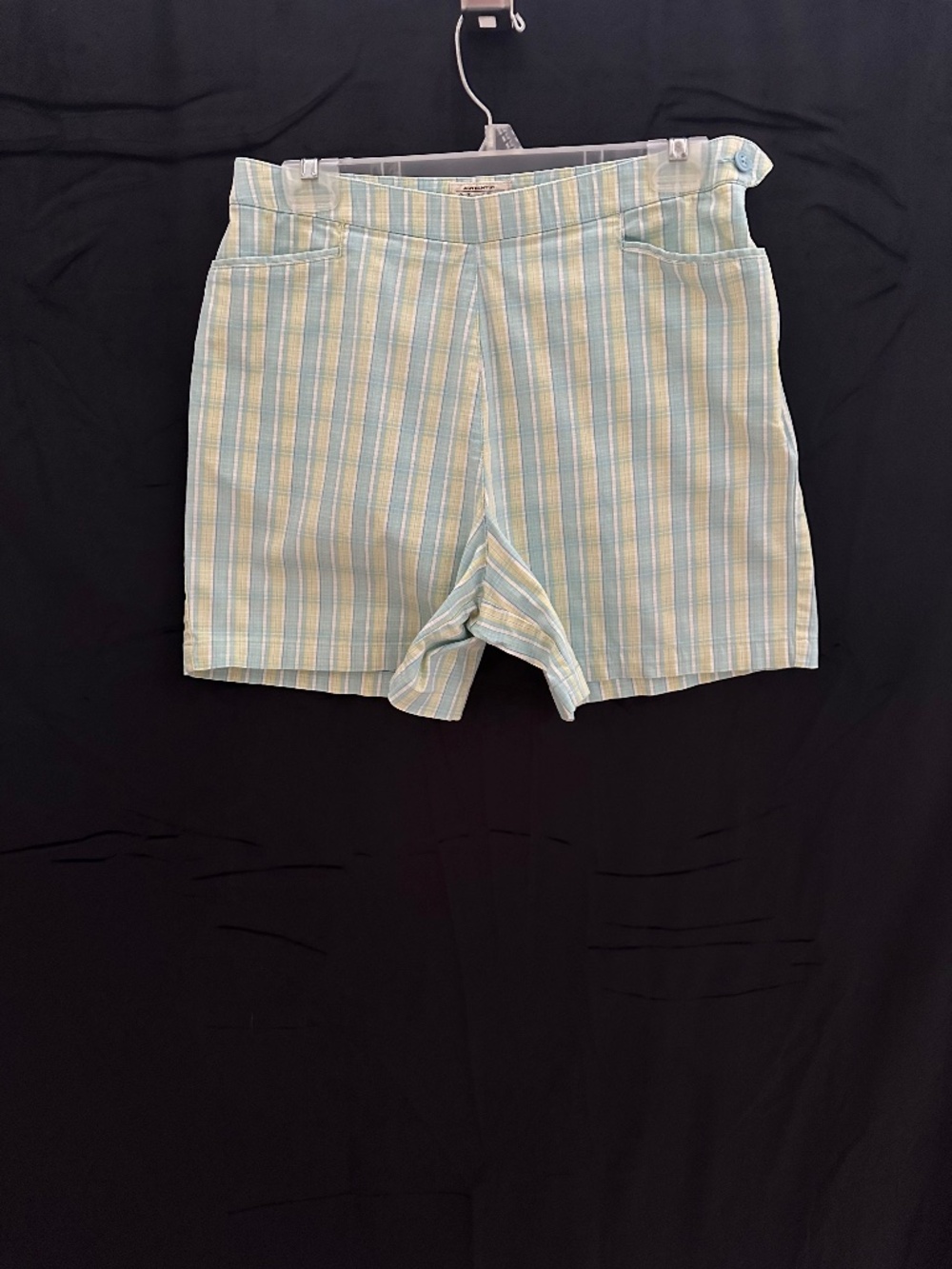 St Johns Bay turquoise and yellow stripe shorts, size 12